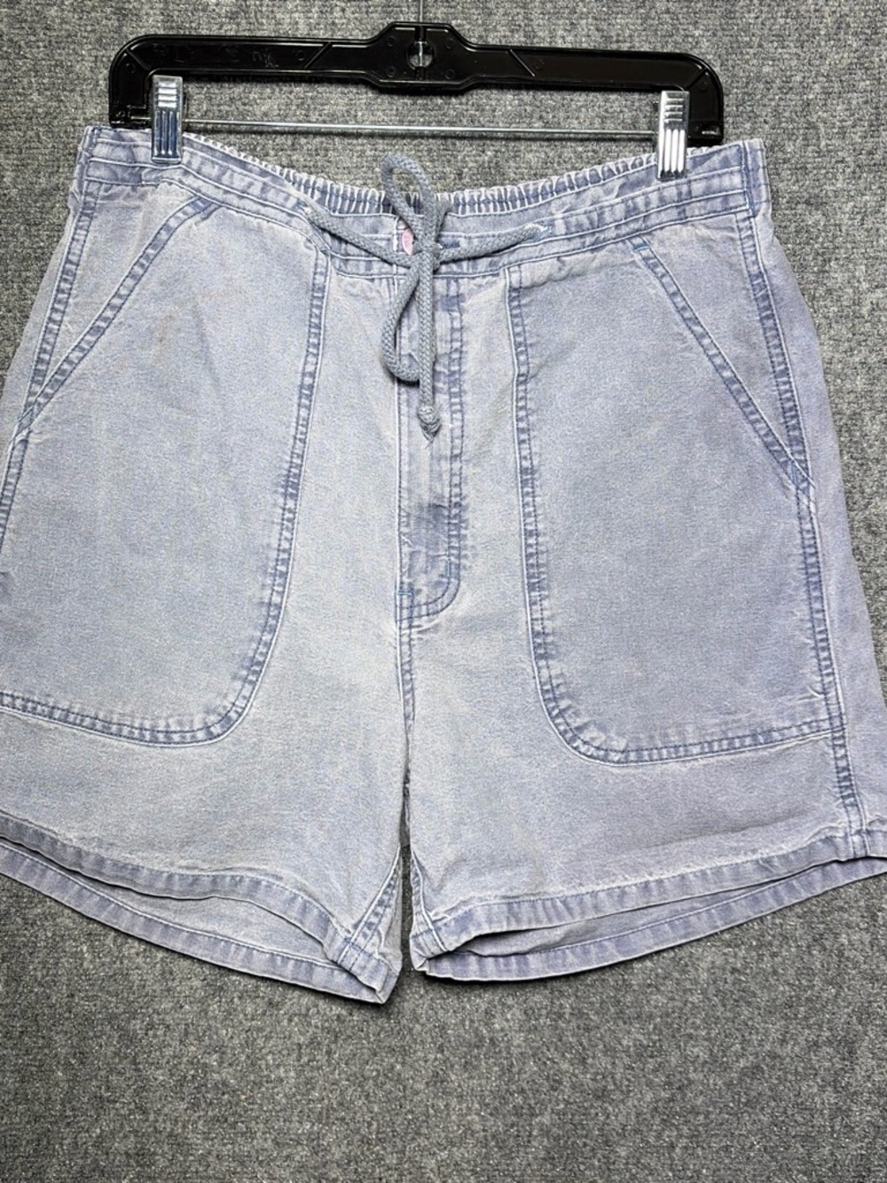 Men's Washed Light Blue Cargo Shorts with Drawstring Waist